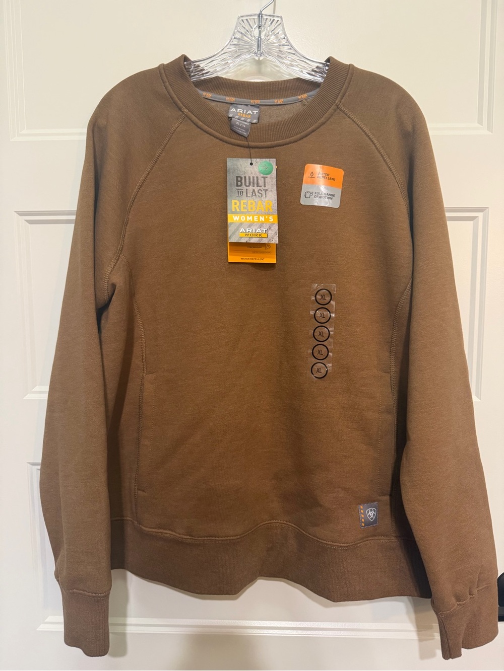 NWT Ariat Rebar Women's Crewneck Sweatshirt XL Brown Water Repellent Workwear